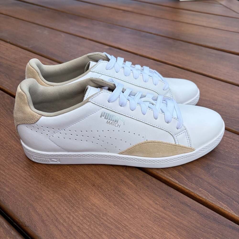 New Puma Match Lo Women's Sneakers in White/Beige Size 9.5